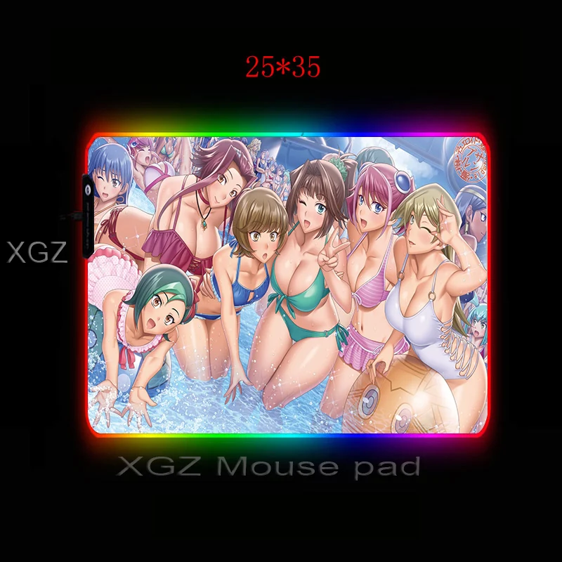 XGZ аниме сексуальные сестры купальник искушение на заказ большой RGB коврик для мыши черный замок края компьютерная клавиатура стол коврик резиновый нескользящий