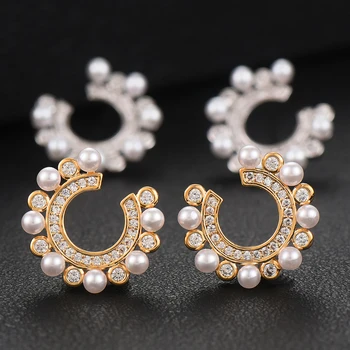 

GODKI Luxury Fashion Moon Cubic Zirconia Stud Earring For Women Wedding Brincos boucle d'oreille 2019 Trendy Bohemia Jewelry HOT