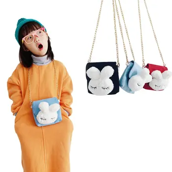 

Crossbody Bag for Children Small Size with Plush Rabbit Pattern for Children Multipurpose Shoulder Bag for Children