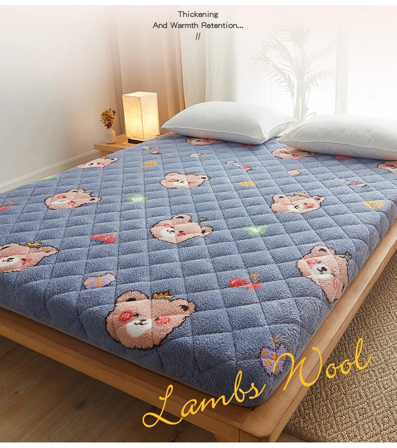 Description Picture 2 of itemLamb wool mattress elastic cushion home foldable comfortable soft Single Double tatami sleeping pad spring autumn sponge mat