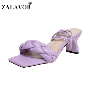 

ZALAVOR New Design Women Summer Sandals Strange Heels Square Toe Woman Shoes Fashion Party Wedding Woman Footwear Size 33-40