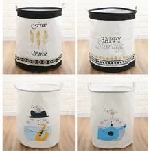 Тканевая корзина для белья, простая белая хлопковая льняная складная корзина для белья, водонепроницаемая корзина для хранения мусора Zang Yi Tong