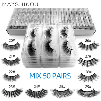 

MAYSHIKOU 10/20/30/40/50 Pairs Wholesale 3D False Eyelashes sets Synthetic Hair lashes-Extension Makeup Faux Mink Fake Eyelash