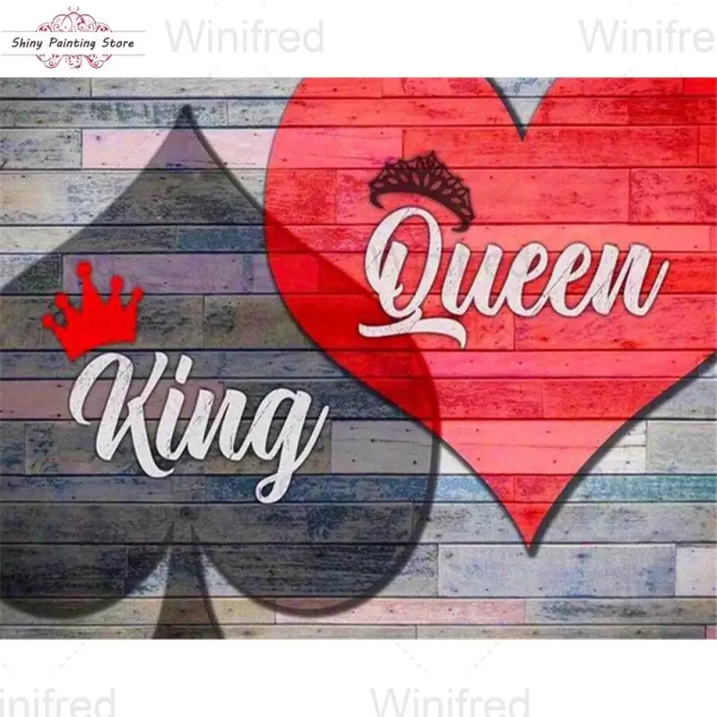 

5D DIY Diamond Painting King of Spades & Queen of Hearts Mosaic Handicraft Diamond Embroidery Cross Stitch Kit Home Decor Mural