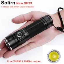 Sofirn SP33 светодиодный светильник-вспышка 18650 Cree XHP50 высокой мощности 2500лм фонарь светильник мощный вспышка светильник 26650 водонепроницаемый походный цикл