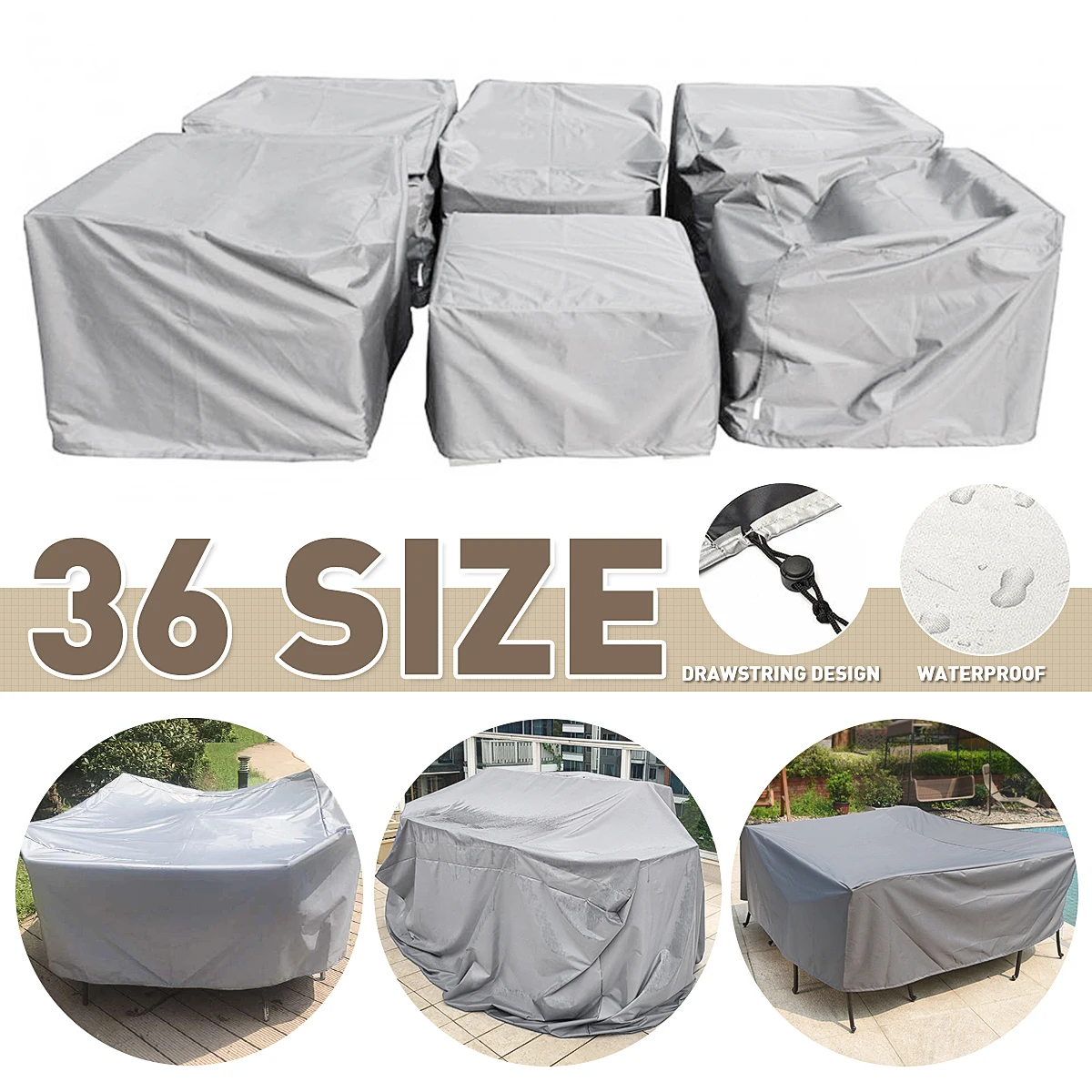 Cubierta impermeable de muebles para exteriores, jardín, Patio, playa, sofá, silla, mesa, protección contra lluvia, nieve, a prueba de polvo