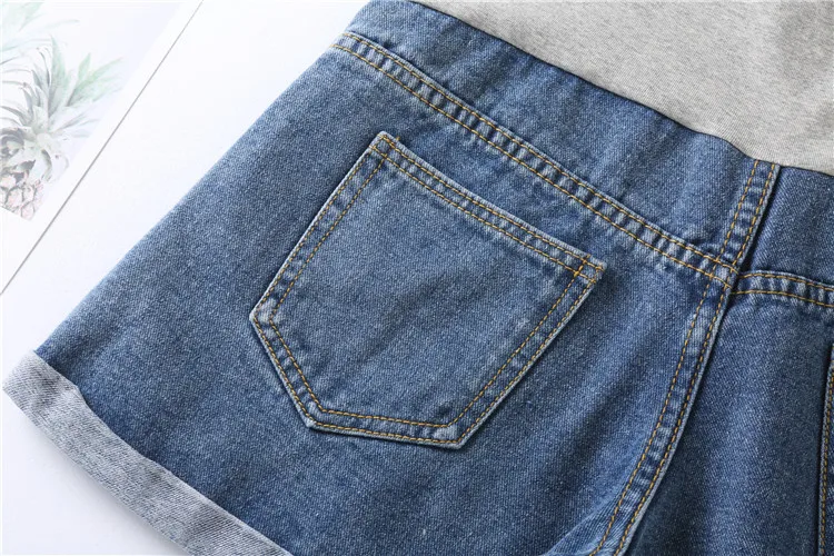 Summer Short Pant for Pregnant Women Denim Cotton Pregnant Women's Shorts High-Waisted Maternity Panties Adjustable Loose Pants