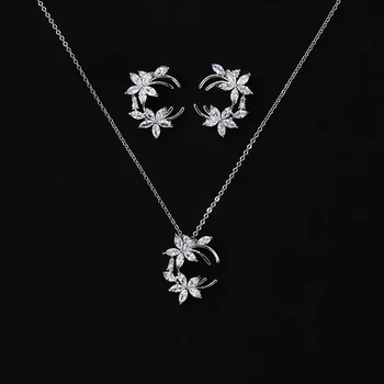 

Jewelry Set HADIYANA Flower Shapes Necklace And Earrings Set For Women Fshion Party Girlfriend Gift CN1181 Conjunto de joyas