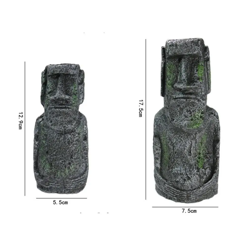 Aquarium Accessories Decoration Reptile Decoration Easter Island Stone Statue Resin Landscaping Crafts Aquarium Box Ornament