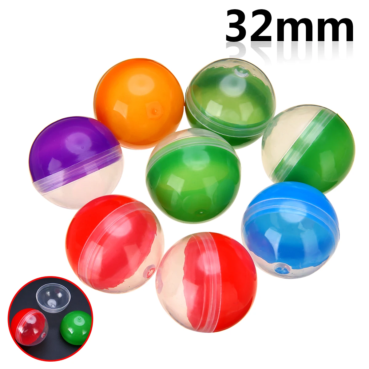 10pcs Mix Colored Vending Machine Empty Round Toy Capsules Mix Color 1.2" 32mm Diameter For Event Party Gift