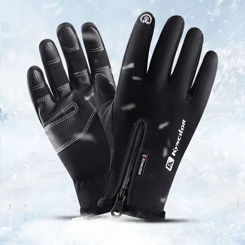 

Winter Outdoor Sports Men And Women Waterproof Windproof Warm Gloves Riding Touch Screen Zipper Ski Full Finger Glove