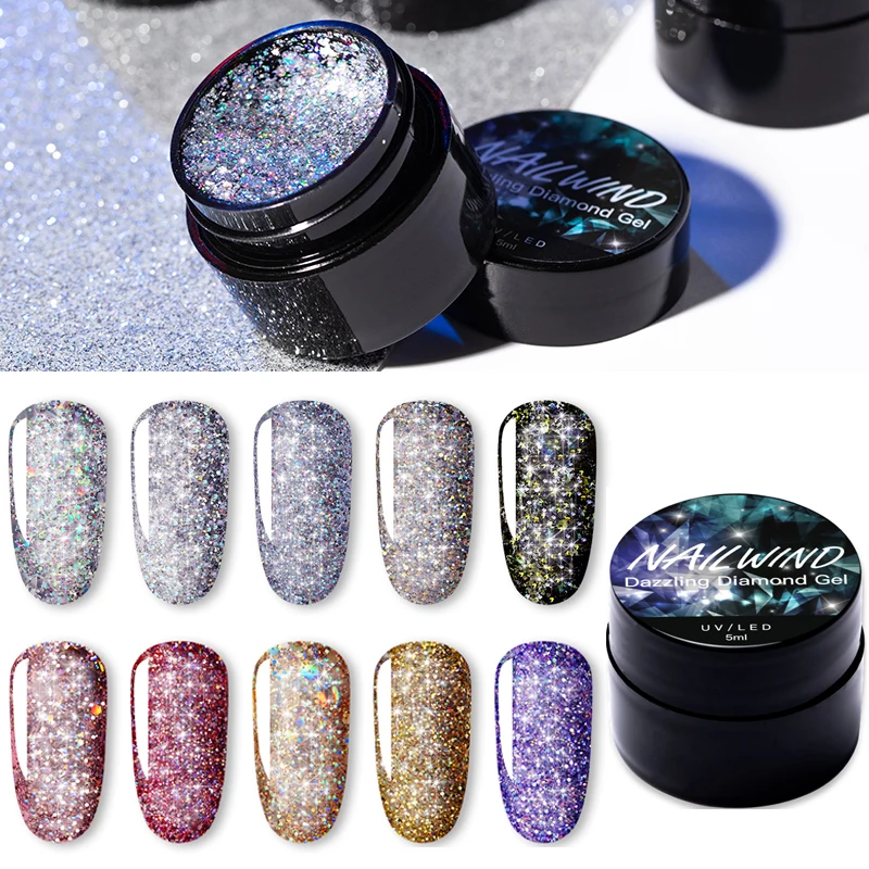 NAILWIND УФ гель для ногтей Блестящий Алмазный ослепительный Гель лак Гибридный