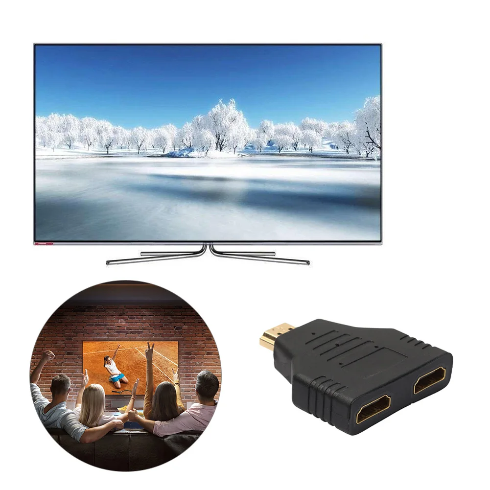 HDMI от 1 до 2 кабель-разветвитель HDMI 1080P HDMI Мужской к двойному HDMI Женский 1 до 2 способ разветвитель Кабель-адаптер конвертер один порт