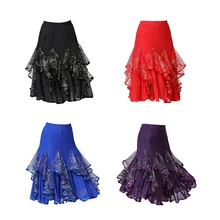 

Tulle Mesh Latin Tango Rumba Cha Cha Ballroom Dance Dress Midi Skirt