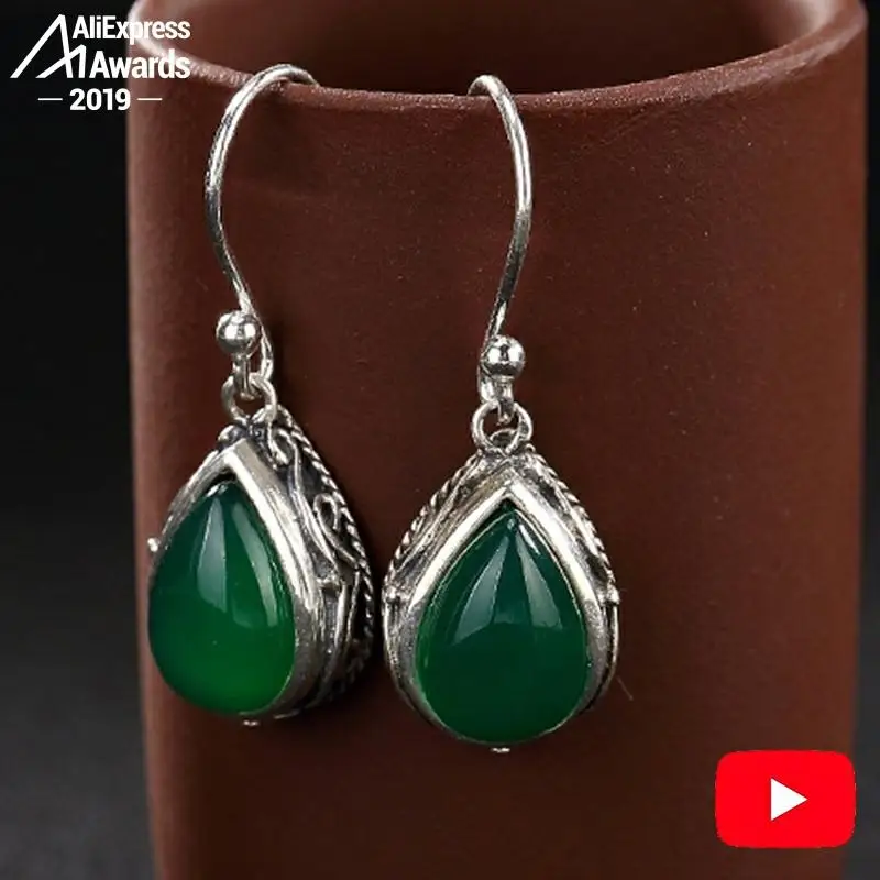 Authentic Gemstone Not Fake S925 Fine Jewelry Earrings 925 Sterling Silver Emerald Nature Retro Exquisite Waterdrop Moldavite Aliexpress Fake S925 Fine Jewelry Earrings