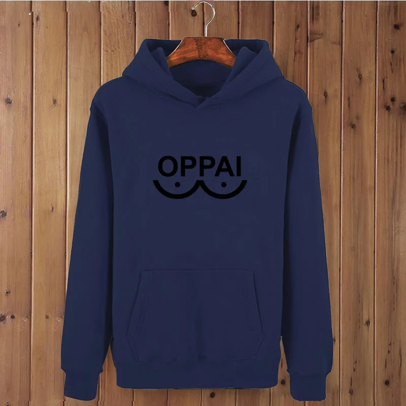 navy blue-B Модная Толстовка One Punch Man Hero Oppai, мужская толстовка с капюшоном на осень и зиму в стиле хип-хоп - Цвет: navy blue-B
