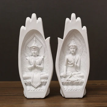 

2pcs Yoga Buddha Hand Sculpture Resin India Tathagata Zen Statues FengShui Living Room Home Decoration Office Monk Figurine