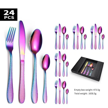 

Stainless Steel Cutlery, Fork and Spoon Gift Set of 24 Pieces Dinnerware Set Spoons and Forks Sets