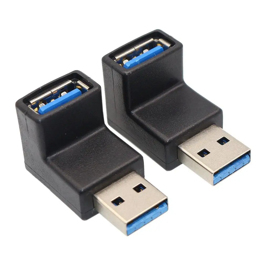 Новинка, 2 шт., USB3.0 AM-AF, l-образный адаптер для конвертера, удлинитель, USB 3,0 A, для мужчин и женщин, разъем под углом 90 градусов, R15