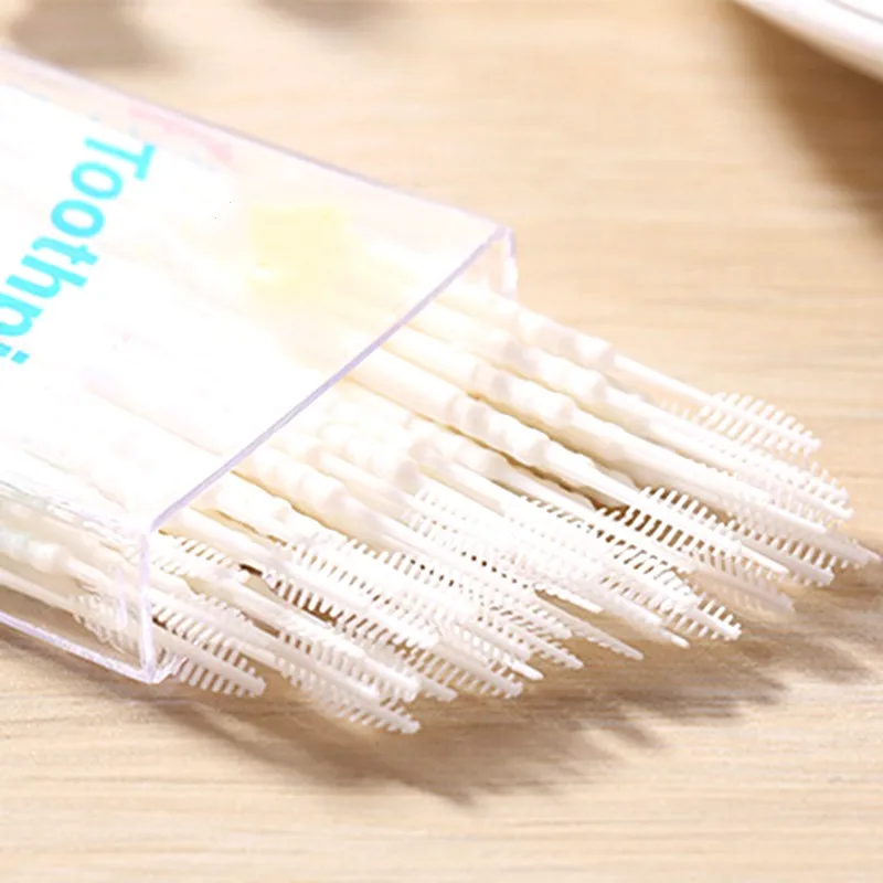 

50PCS/Box Double Superfine Tooth Stick Dental Floss Rods Interdental Brush Dental Oral Care Clean Teeth Food Residue Toothpick