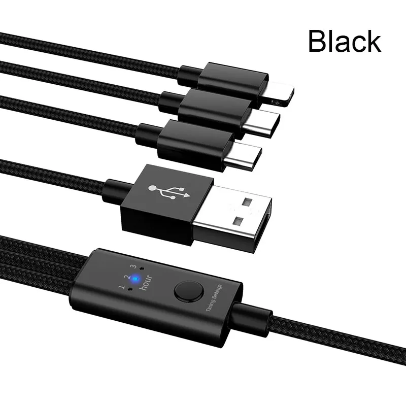 65 watt charger mobile TQUQ Multi Charging Cable with Timer, Nylon 3 in 1 Charger Cable Universal Charge Cord Type C Micro USB Connector For Cell Phone usb fast charge Chargers