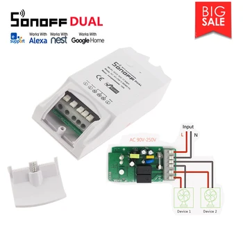 

SONOFF DUAL WiFi Wireless Smart light power Switch Home Automation Module 2channel ewelink remote control work with Alexa