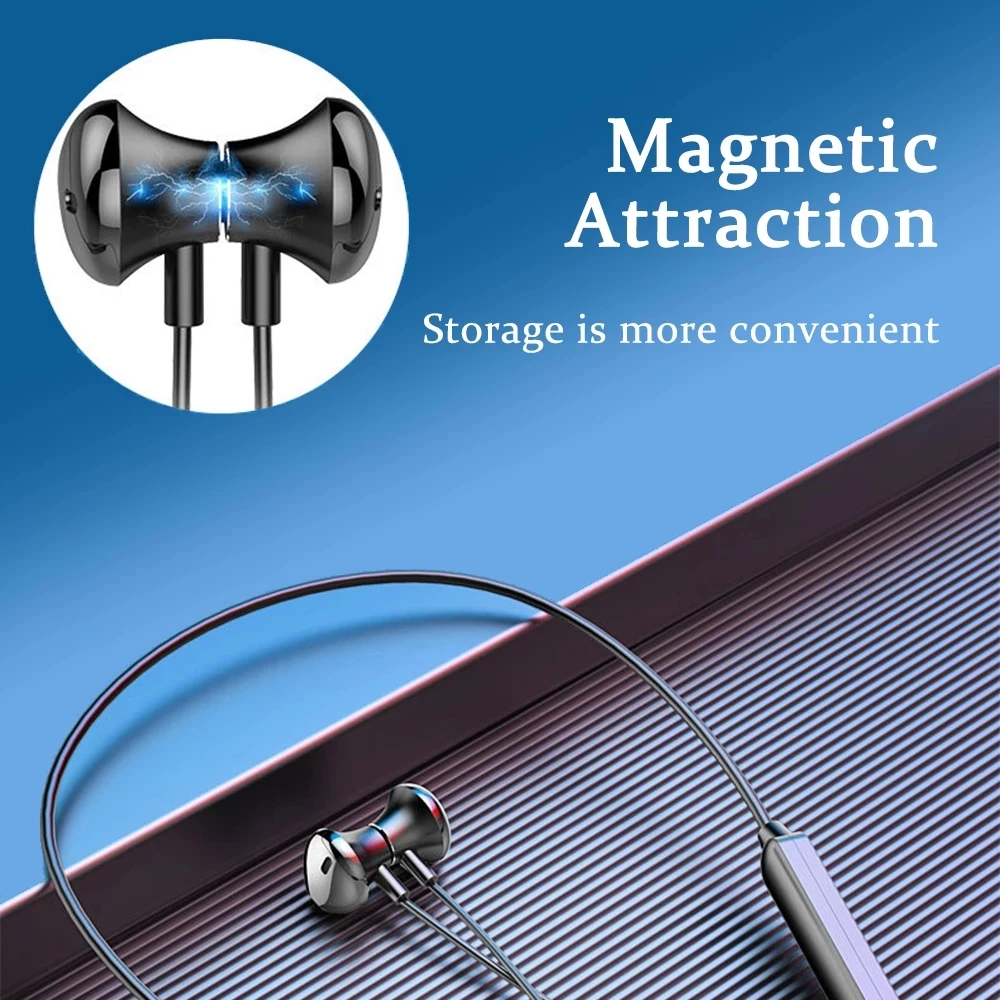Neck-Style Magnetic Wireless Bluetooth 5.0 Earphones Stereo Sports Headset Handsfree Earbuds Headphones With Mic For All Phones