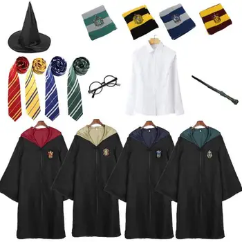 키즈 성인 포터 의상 허플 퍼프 Slytherin Cloak Hermione 학교 유니폼 여성 남성 할로윈 의상 코스프레