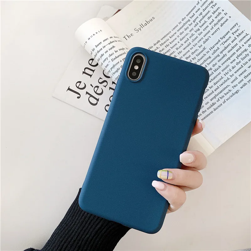 

Matte Sandstone Dark Blue Color Cover Phone Case For Samsung Galaxy S10 S9 S8 Plus Note 5 8 9 Silicone Soft Back Protect Funda