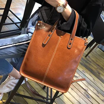 

Leather women's bag 2020 new ladies tote bag European style oblique shoulder bag shoulder bag personality wild