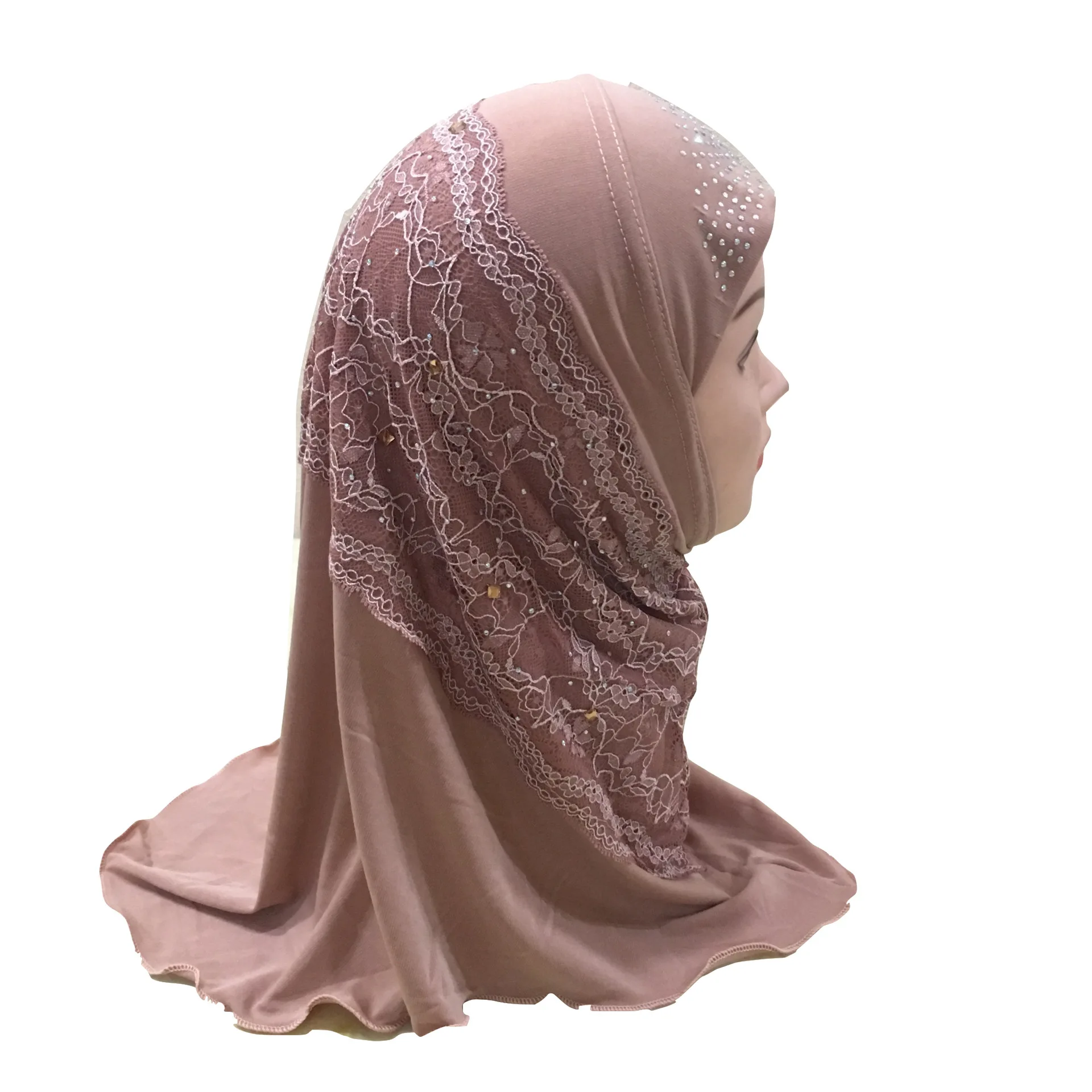 Можно выбрать цвета, красивый мусульманский хиджаб для маленькой девочки с кружевом и бисером, хиджаб для маленькой девочки