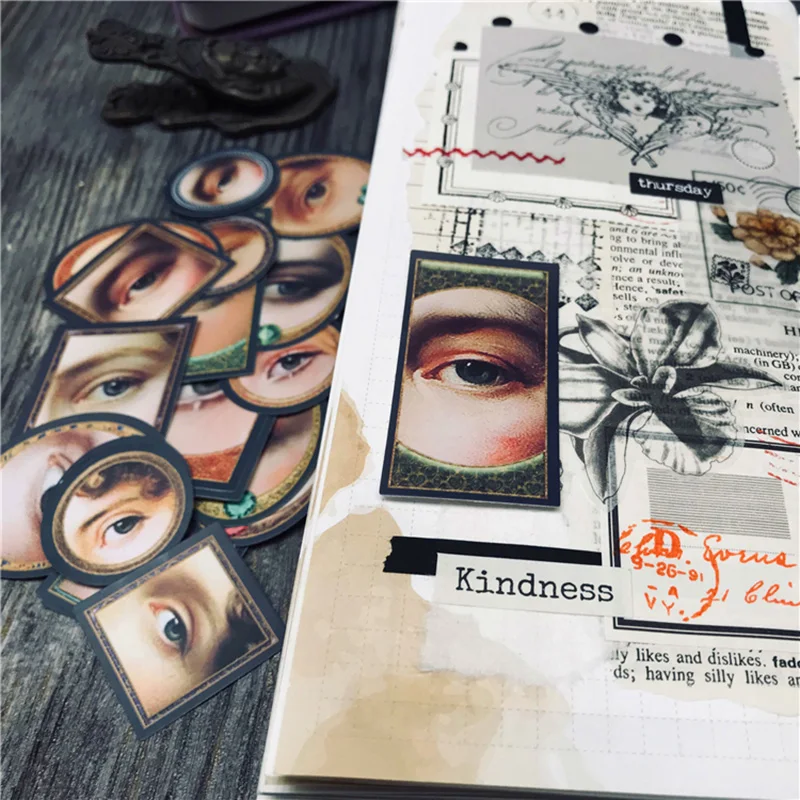 23Pcs Eyes Frame Stickers Diario Spazzatura Di Viaggio Craft Paper Scrapbooking Craft Diary Album Tn Decorativo