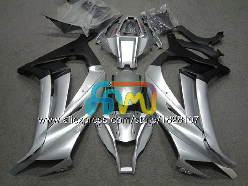 Инъекции для KAWASAKI ZX1000 ZX 10R 1000CC 18BS. 70 ZX-10R ZX10R, возрастом 11, 12, 13, 14, 15, 2011 2012 2013 Обтекатели белого и черного цвета - Цвет: No. 19 Silvery