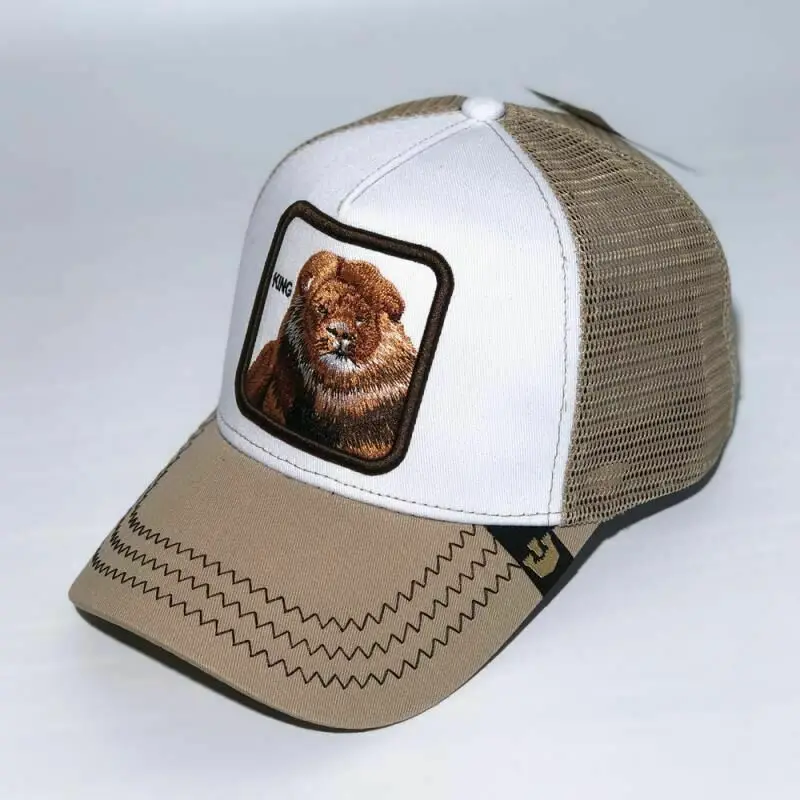 

With tag Original broidery Goorin KING-Khaki WHITE Snapback Trucker Baseball cap visor Animal Farm