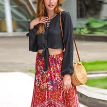 Новые богемные летние юбки с высокой талией и цветочным принтом, модные женские Асимметричные пляжные юбки faldas