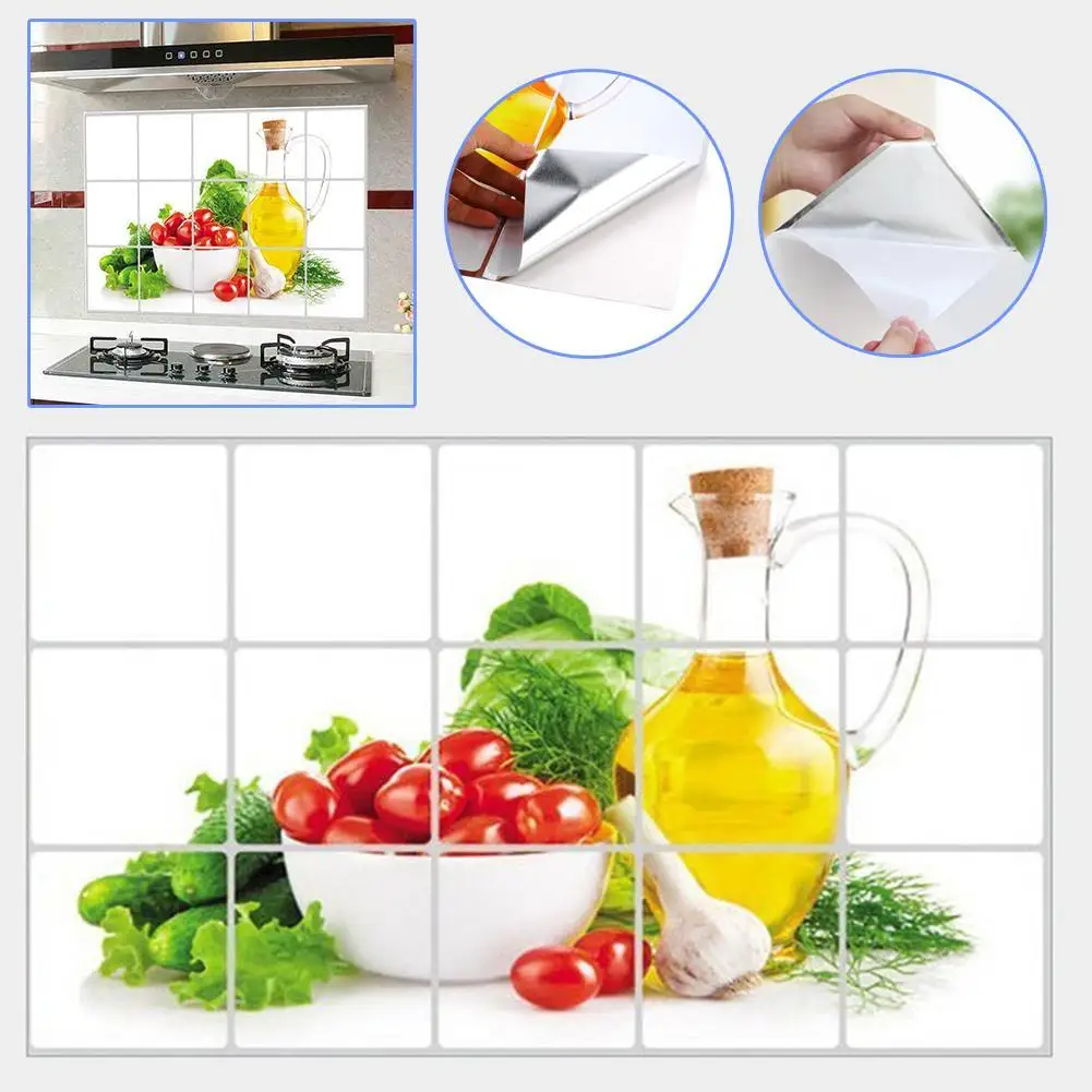Waterproof Anti-oil Stain lecythus Kitchen decoration Wall Sticker Tile Decal | Дом и сад
