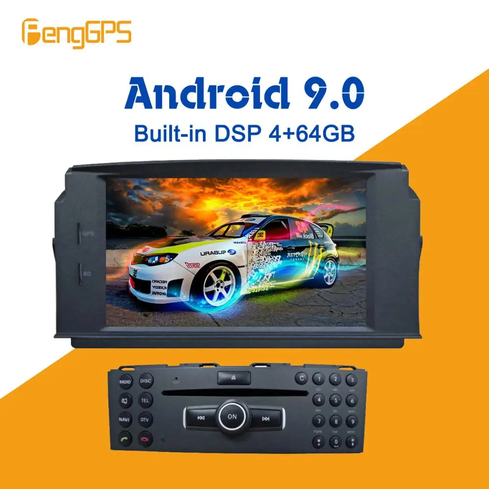 Android 9,0 4+ 64 Гб Встроенный DSP Автомобильный мультимедийный dvd-плеер gps радио для Mercedes Benz C200 C180 W204 2007-2010 gps навигация