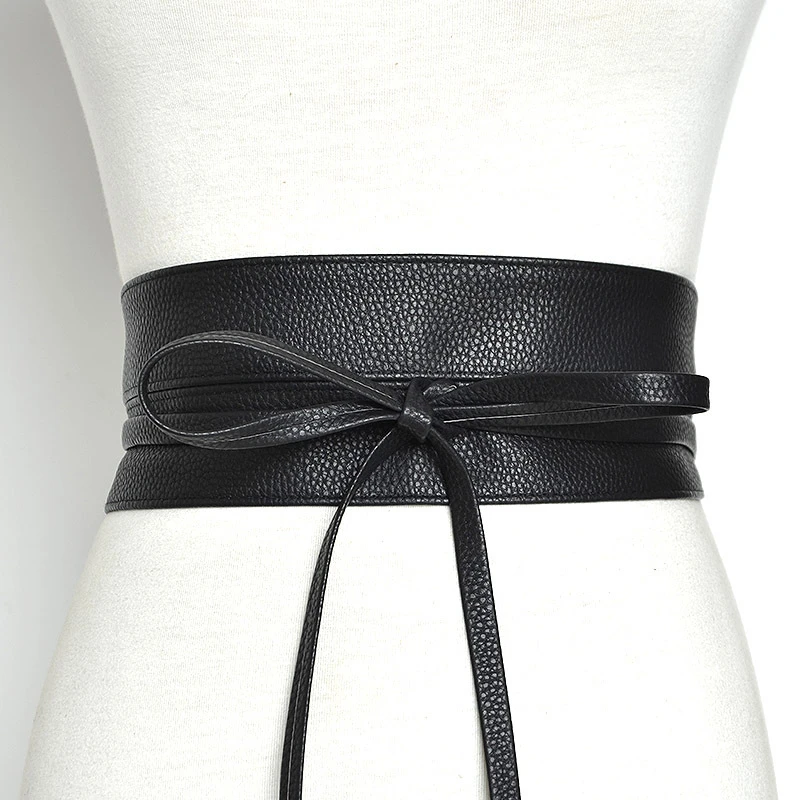 sparkly belt Women Bow Tie Belt New Winter Pu Belts for Women Black Wide Waitband Female Dress Fashion 2021 Designer ladies belts for dresses