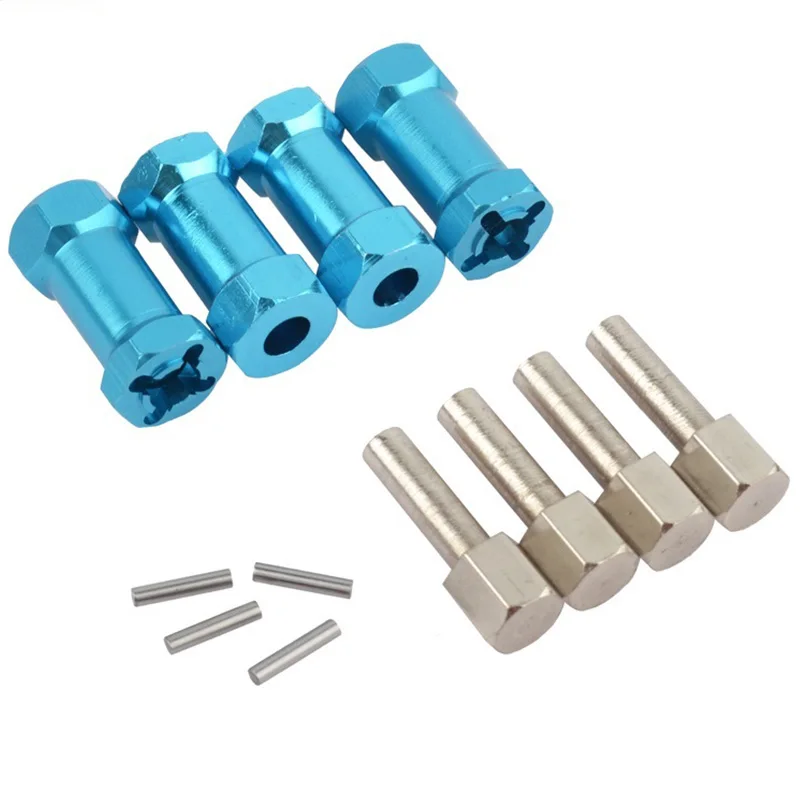 

4Pcs Aluminum RC Car 12Mm Hex Wheel Hub Drive Adaptor Extension Combiner Coupler for 1/10 RC Crawler Axial SCX10 D90,Blue 25Mm