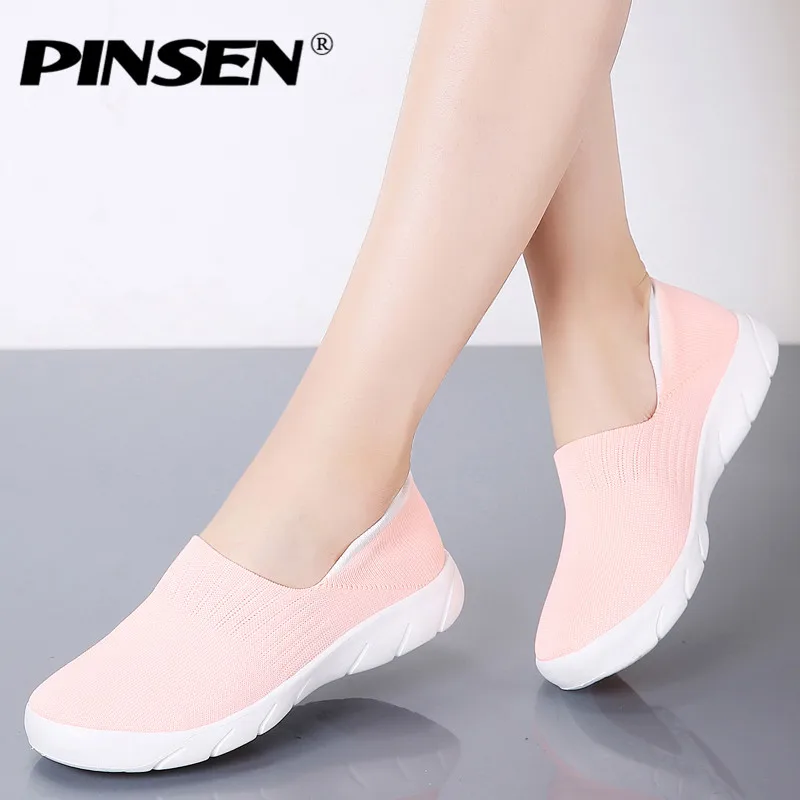 Женские кроссовки без шнуровки PINSEN на плоской подошве удобные повседневные