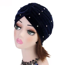 Индийская мусульманская женская бархатная раковая шапка после химиотерапии, шапка, шарф для выпадения волос, тюрбан, головной убор, шапка, бусы, шапочки, головной платок, мода