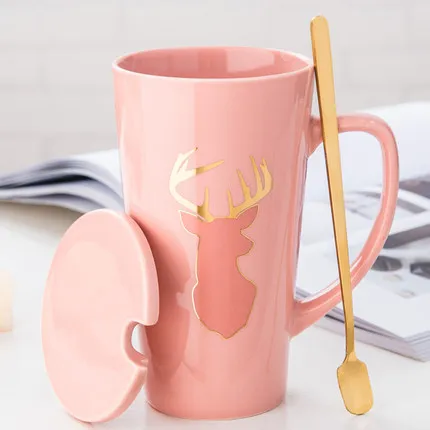 Креативная Скандинавская керамическая чашка большой емкости чашка для мальчика с крышкой Ложка кофейная чашка персональная домашняя пара чашка