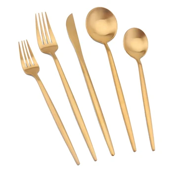 

Cutlery Sets,Matte Golden Flatware Set,Satin Finish 20 Piece Stainless Steel Utensils Set for Home and Restaurant.