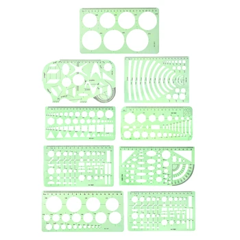 

uxcell Geometric Drawing Template Set Measuring Ruler 15cm-20cm for Art Design Building Formwork and Network Technique