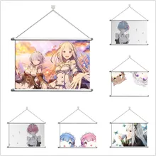 

Re Zero Emilia Rem Rchidna Ram Alloy Fabric Wall Poster Scroll