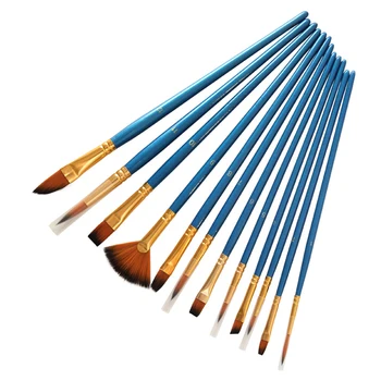 

12 PCs DIY Learning Watercolor Oil Painting Artist Nylon Hair Acrylic Paint Brush Set Drawing Tool Beginner Different Size Pen