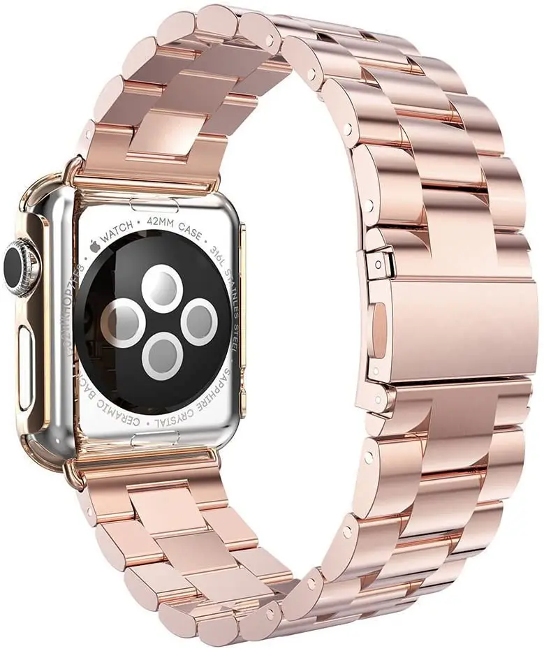Совместим с Apple Watch Band Series 1/2/3/4 ремешок из нержавеющей стали адаптером для iWatch 40/44