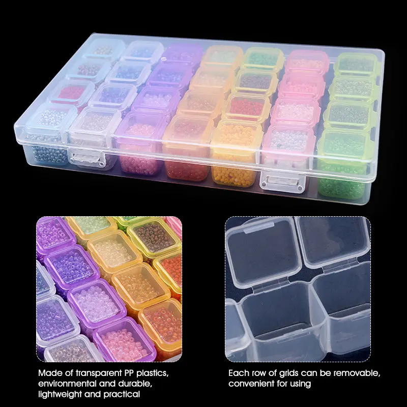 17.5x10.7x2.7CM Rectangle 28 Slots Jewelry Plastic Storage Box Rhinestone Beads Pill Earrings Storage Box Case Container jewelry storage box,jewelry case,jewelry box,storage box,plastic storage case,bead organizer box,jewelry organizer