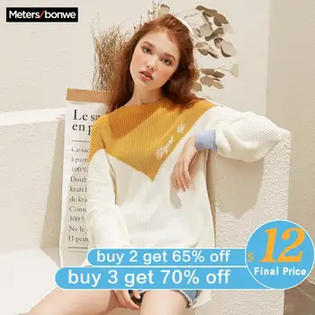 

Metersbonwe 2020 New Knitted Sweater Women Pullovers O neck Basic Women Sweaters Loose leisure comfortable sweater 716859