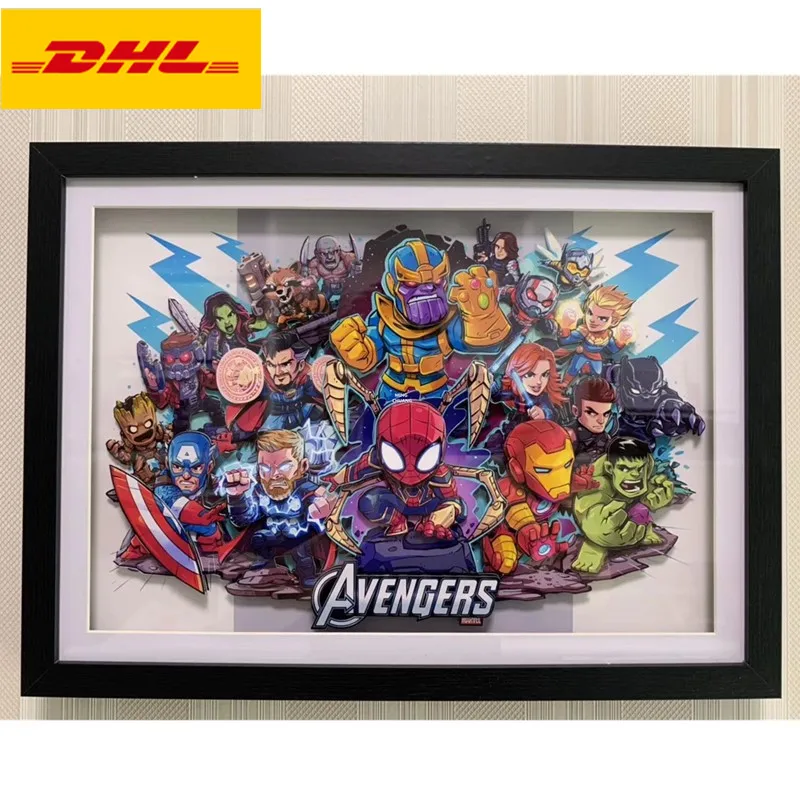 

13" The Avengers 3D Stereograph Simulation Art Craft Decoration Paper Gallery Action Figure Collectible Model Toy BOX 34CM V501